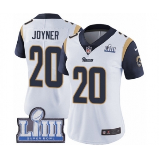 Women's Nike Los Angeles Rams #20 Lamarcus Joyner White Vapor Untouchable Limited Player Super Bowl LIII Bound NFL Jersey - Ujersey
