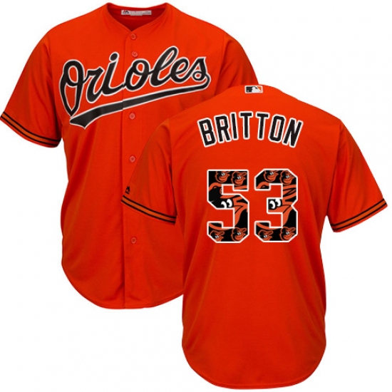 Men's Majestic Baltimore Orioles #53 Zach Britton Authentic Orange Team Logo Fashion Cool Base MLB Jersey - Ujersey