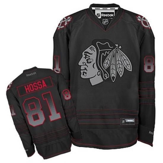Men's Reebok Chicago Blackhawks #81 Marian Hossa Authentic Black Accelerator NHL Jersey - Ujersey