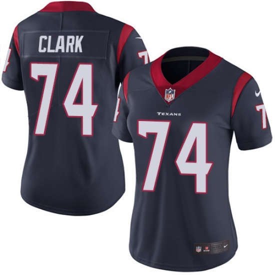 Women's Nike Houston Texans #74 Chris Clark Elite Navy Blue Team Color NFL Jersey - Ujersey