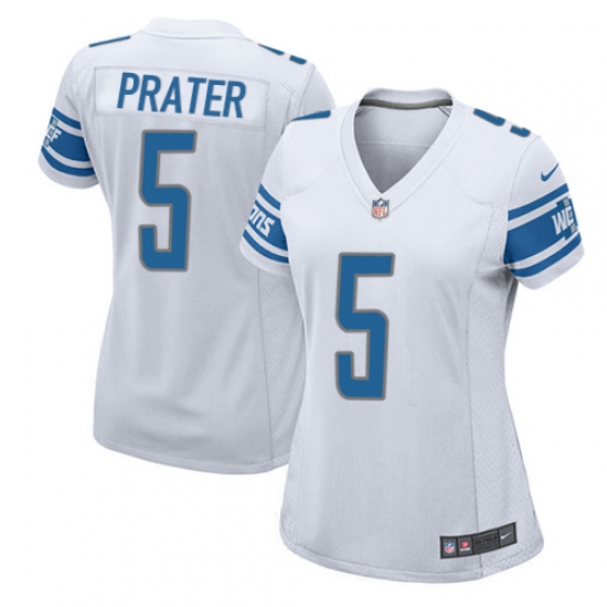 Women's Nike Detroit Lions #5 Matt Prater Game White NFL Jersey - Ujersey