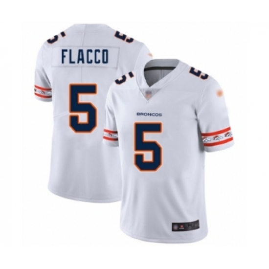 Men's Denver Broncos #5 Joe Flacco White Team Logo Fashion Limited Football Jersey - Ujersey