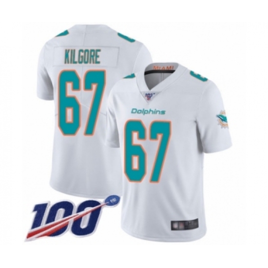 Men's Miami Dolphins #67 Daniel Kilgore White Vapor Untouchable Limited Player 100th Season Football Jersey - Ujersey