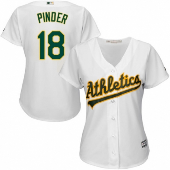 Women's Majestic Oakland Athletics #18 Chad Pinder Replica White Home Cool Base MLB Jersey - Ujersey