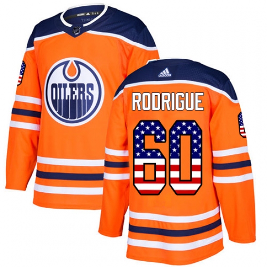 Youth Adidas Edmonton Oilers #60 Olivier Rodrigue Authentic Orange USA Flag Fashion NHL Jersey - Ujersey