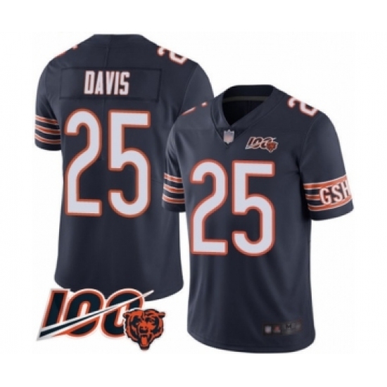 Youth Chicago Bears #25 Mike Davis Navy Blue Team Color 100th Season Limited Football Jersey - Ujersey