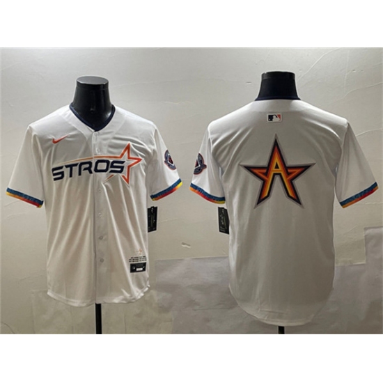 Men's Houston Astros Team Big Logo White 2025 City Connect Limited Stitched Baseball Jerseys - Ujersey