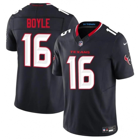 Men's Houston Texans #16 Tim Boyle Navy 2024 Vapor F.U.S.E. Limited Stitched Jersey - Ujersey