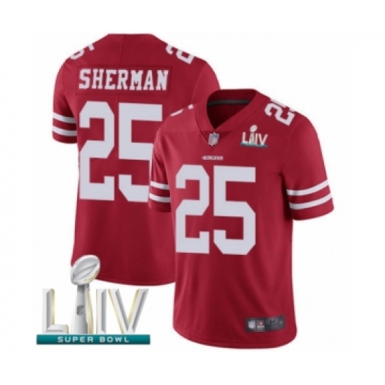 Men's San Francisco 49ers #25 Richard Sherman Red Team Color Vapor Untouchable Limited Player Super Bowl LIV Bound Football Jersey - Ujersey