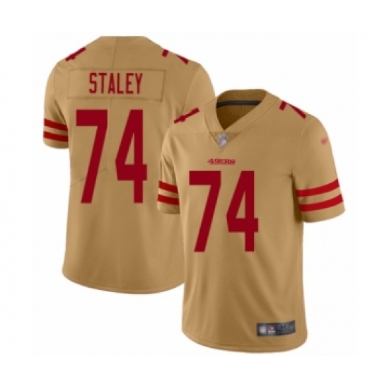 Youth San Francisco 49ers #74 Joe Staley Limited Gold Inverted Legend Football Jersey - Ujersey