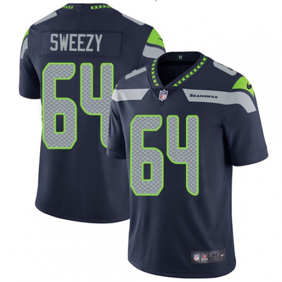 Youth Nike Seattle Seahawks #64 J.R. Sweezy Navy Blue Team Color Vapor Untouchable Limited Player NFL Jersey - Ujersey