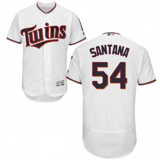 Men's Majestic Minnesota Twins #54 Ervin Santana White Home Flex Base Authentic Collection MLB Jersey - Ujersey
