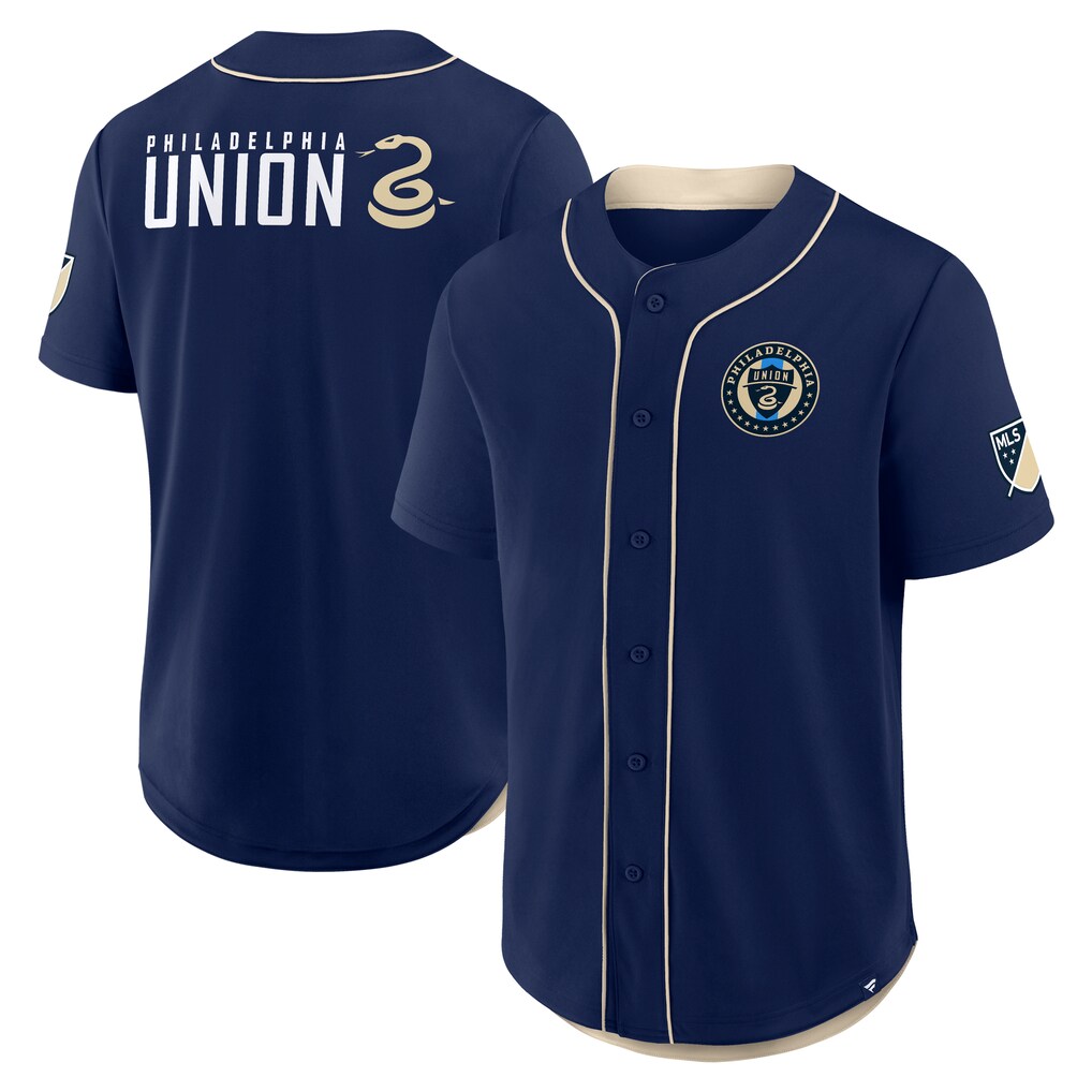 Men's Philadelphia Union Fanatics Navy Injury Time Baseball Jersey - Ujersey