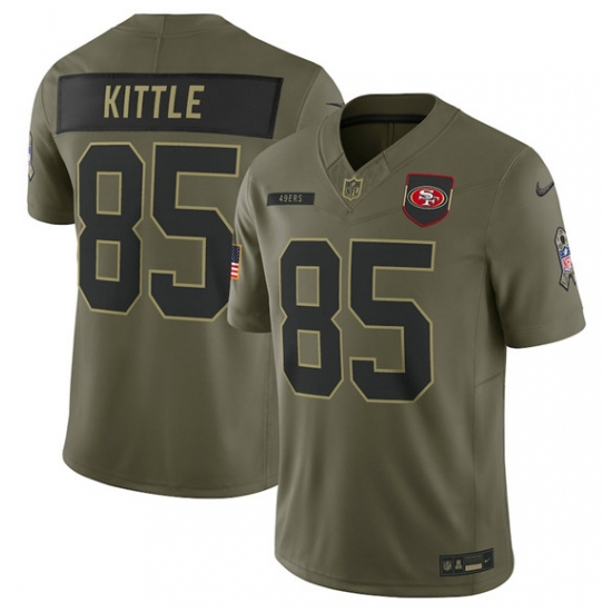 Men's San Francisco 49ers #85 George Kittle Olive 2025 Salute to Service Limited Football Stitched Jersey - Ujersey