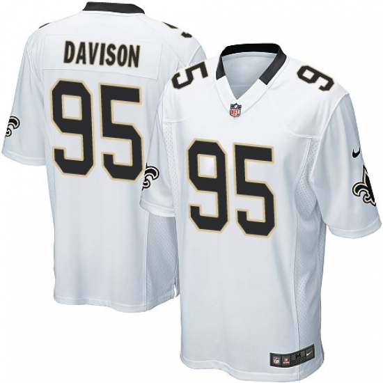 Men's Nike New Orleans Saints #95 Tyeler Davison Game White NFL Jersey - Ujersey