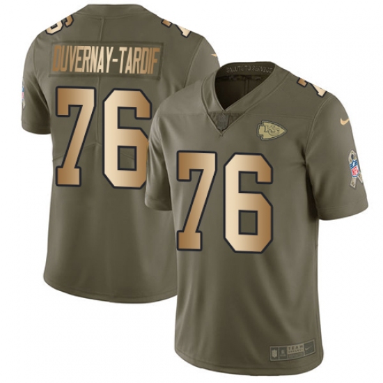 Men's Nike Kansas City Chiefs #76 Laurent Duvernay-Tardif Limited Olive/Gold 2017 Salute to Service NFL Jersey - Ujersey
