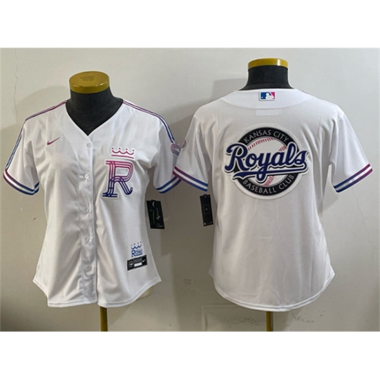 Women's Kansas City Royals Team Big Logo White 2026 City Connect Stadium Stitched Baseball Jersey(Run Small) - Ujersey