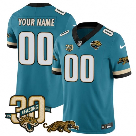 Men's Jacksonville Jaguars Active Player Custom Teal F.U.S.E With 30th Seasons Patch Vapor Limited Football Stitched Jersey - Ujersey