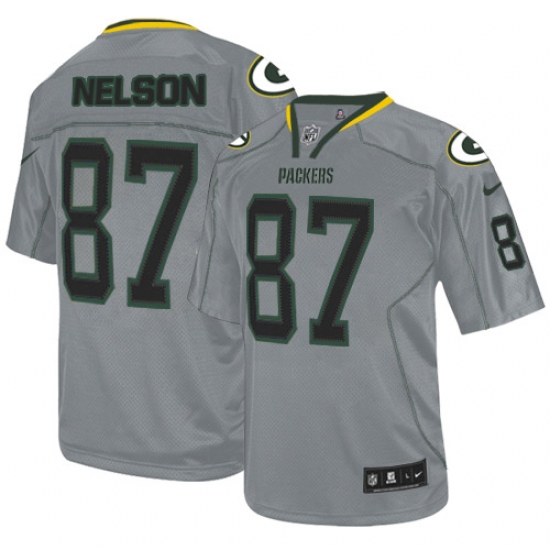 Men's Nike Green Bay Packers #87 Jordy Nelson Elite Lights Out Grey NFL Jersey - Ujersey