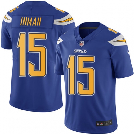 Youth Nike Los Angeles Chargers #15 Dontrelle Inman Limited Electric Blue Rush Vapor Untouchable NFL Jersey - Ujersey