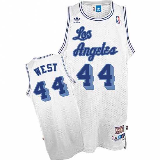 Men's Mitchell and Ness Los Angeles Lakers #44 Jerry West Swingman White Throwback NBA Jersey - Ujersey