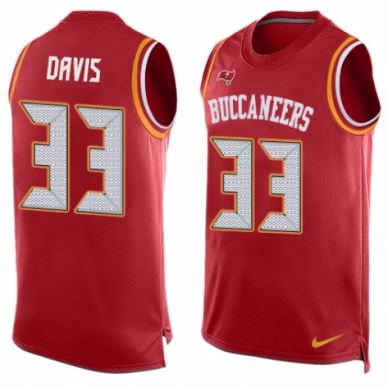 Men's Nike Tampa Bay Buccaneers #33 Carlton Davis Limited Red Player Name & Number Tank Top NFL Jersey - Ujersey