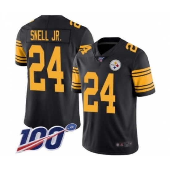 Men's Pittsburgh Steelers #24 Benny Snell Jr. Limited Black Rush Vapor Untouchable 100th Season Football Jersey - Ujersey