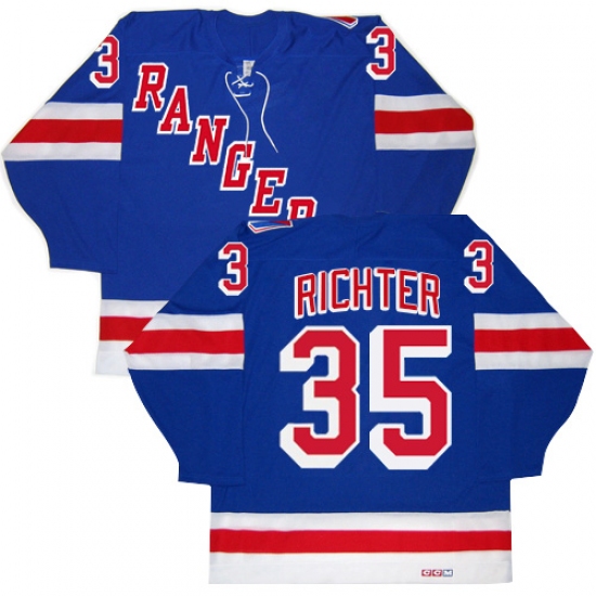 Men's CCM New York Rangers #35 Mike Richter Premier Royal Blue New Throwback NHL Jersey - Ujersey