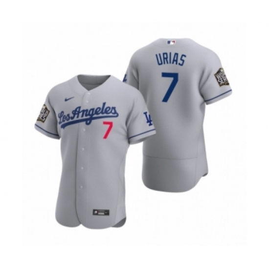 Men's Los Angeles Dodgers #7 Julio Urias Nike Gray 2020 World Series Authentic Road Jersey - Ujersey