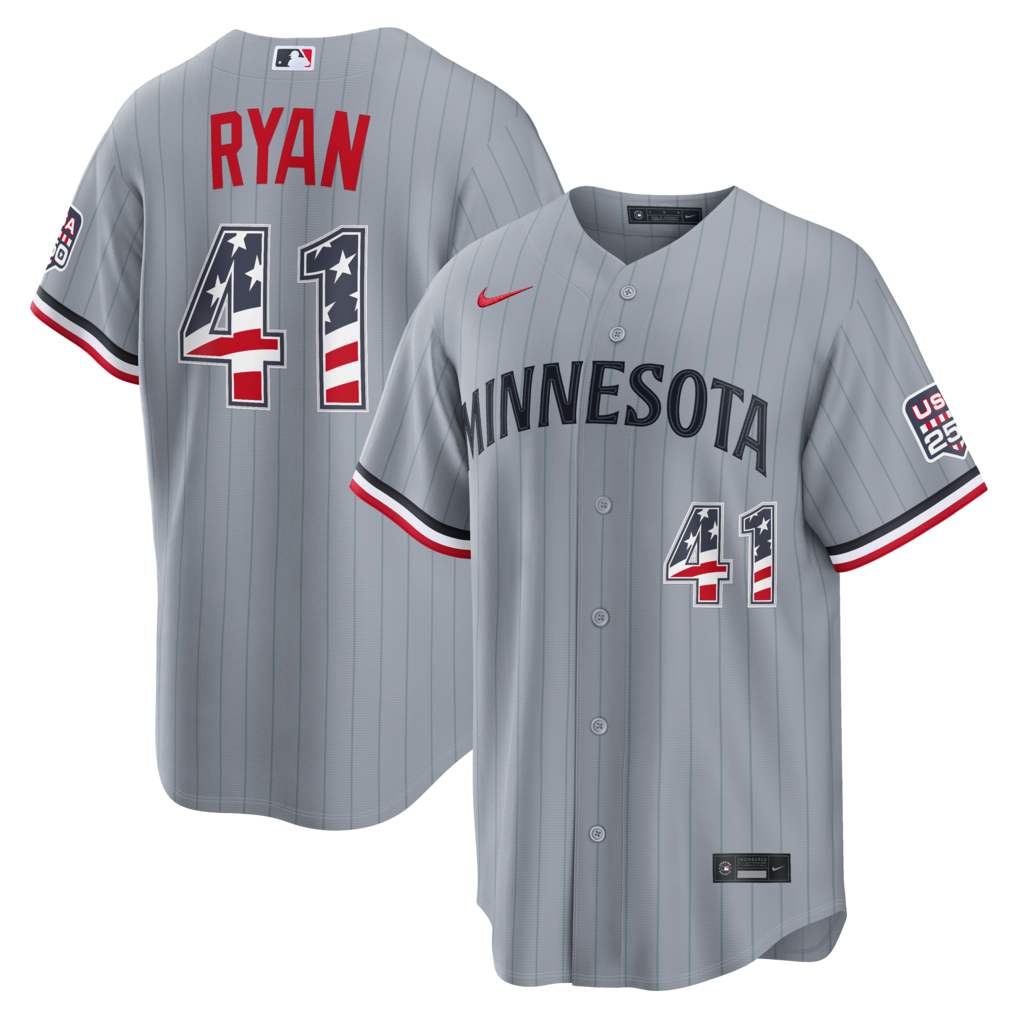 Men's Minnesota Twins Joe Ryan Nike Gray USA 250 Fourth of July Road Stadium Jersey - Ujersey