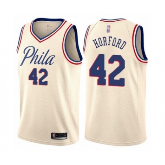 Men's Philadelphia 76ers #42 Al Horford Authentic Cream Basketball Jersey - City Edition - Ujersey