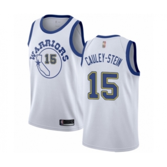 Men's Golden State Warriors #15 Willie Cauley-Stein Authentic White Hardwood Classics Basketball Jersey - Ujersey