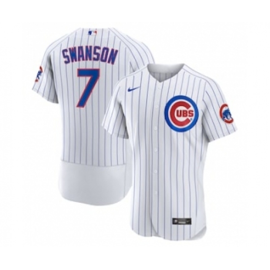 Men's Chicago Cubs #7 Dansby Swanson White Home Stitched MLB Flex Base Nike Jersey - Ujersey