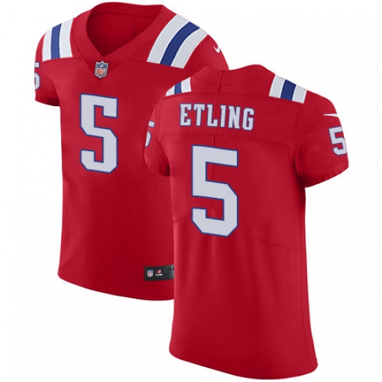 Men's Nike New England Patriots #5 Danny Etling Red Alternate Vapor Untouchable Elite Player NFL Jersey - Ujersey