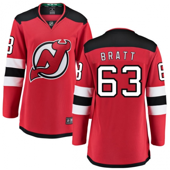Women's New Jersey Devils #63 Jesper Bratt Fanatics Branded Red Home Breakaway NHL Jersey - Ujersey