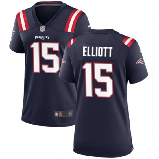 Women's New England Patriots #15 Ezekiel Elliott Navy Stitched Jersey(Run Small) - Ujersey