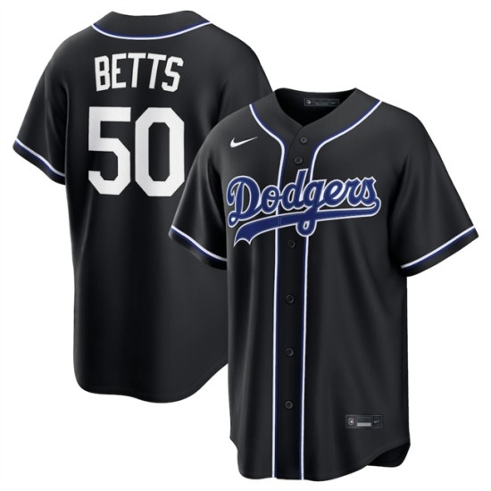 Men's Los Angeles Dodgers #50 Mookie Betts 2026 Fashion Replica Black Out Stitched Baseball Jersey - Ujersey