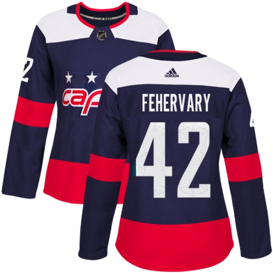 Women's Adidas Washington Capitals #42 Martin Fehervary Authentic Navy Blue 2018 Stadium Series NHL Jersey - Ujersey