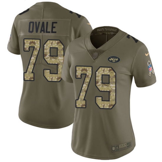 Women's Nike New York Jets #79 Brent Qvale Limited Olive/Camo 2017 Salute to Service NFL Jersey - Ujersey