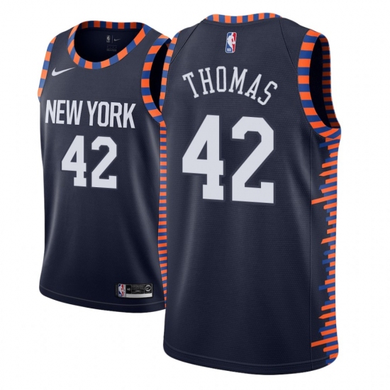 Men NBA 2018-19 New York Knicks #42 Lance Thomas City Edition Navy Jersey