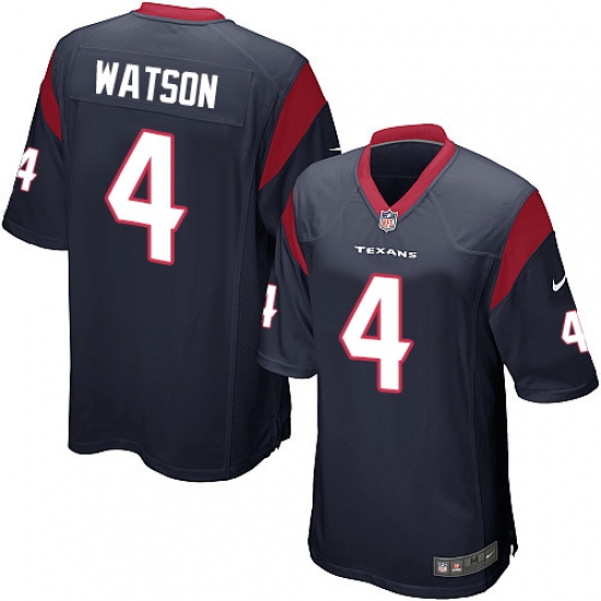 Men's Nike Houston Texans #4 Deshaun Watson Game Navy Blue Team Color NFL Jersey - Ujersey