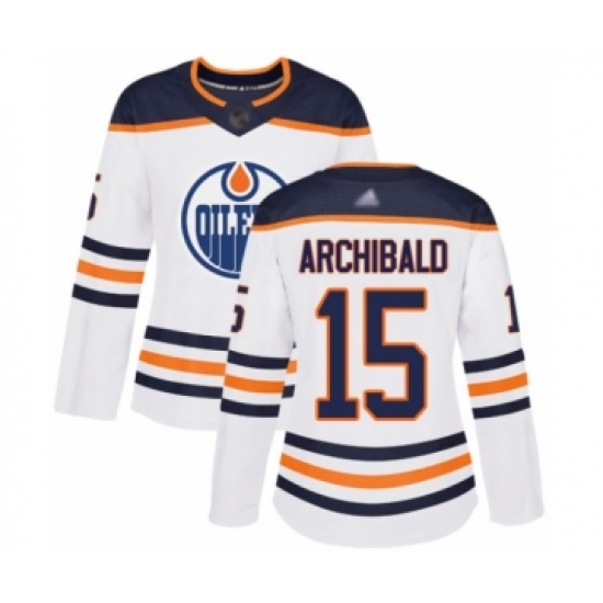 Women's Edmonton Oilers #15 Josh Archibald Authentic White Away Hockey Jersey - Ujersey