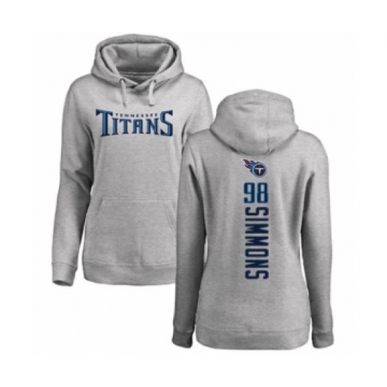 Football Women's Tennessee Titans #98 Jeffery Simmons Ash Backer Pullover Hoodie - Ujersey