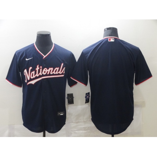 Men's Nike Washington Nationals Blank Navy Home Stitched Baseball Jersey - Ujersey