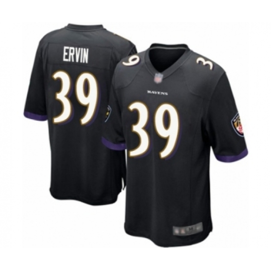 Men's Baltimore Ravens #39 Tyler Ervin Game Black Alternate Football Jersey - Ujersey
