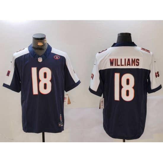 Men's Chicago Bears #18 Caleb Williams Navy White FUSE With 51 Stitched Jersey - Ujersey