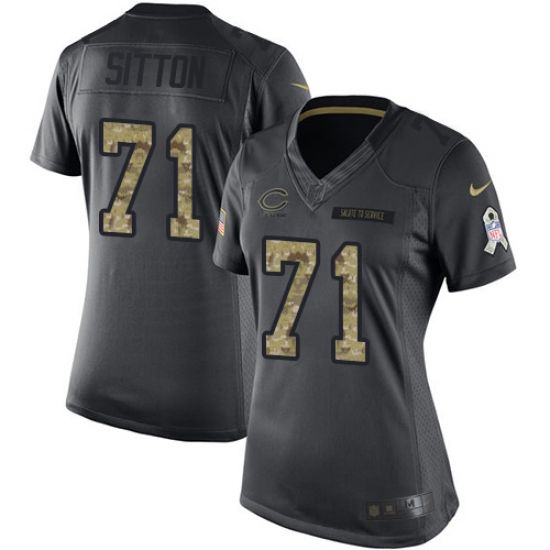 Women's Nike Chicago Bears #71 Josh Sitton Limited Black 2016 Salute to Service NFL Jersey - Ujersey