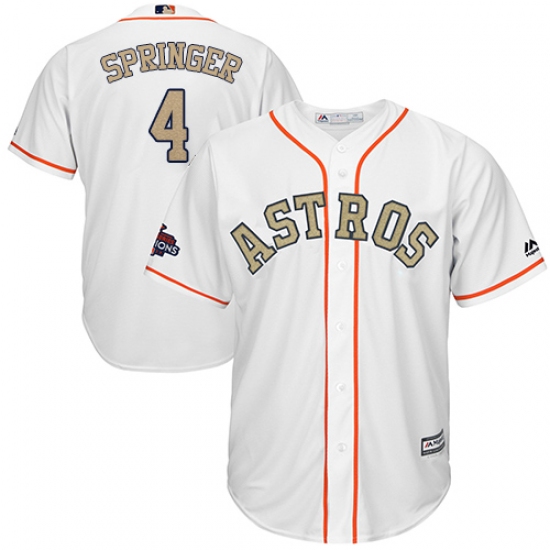 Youth Majestic Houston Astros #4 George Springer Authentic White 2018 Gold Program Cool Base MLB Jersey - Ujersey