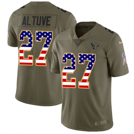 Youth Nike Houston Texans #27 Jose Altuve Limited Olive/USA Flag 2017 Salute to Service NFL Jersey - Ujersey