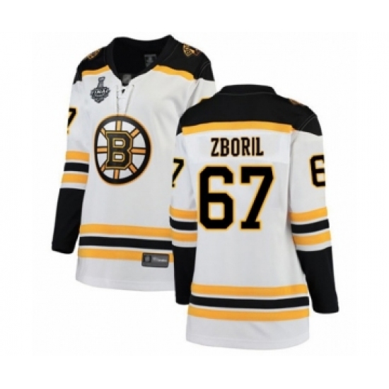 Women's Boston Bruins #67 Jakub Zboril Authentic White Away Fanatics Branded Breakaway 2019 Stanley Cup Final Bound Hockey Jersey - Ujersey